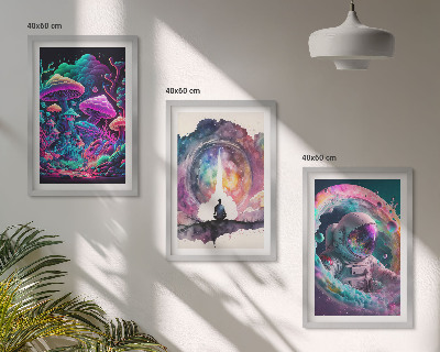 Set di 3 quadri Illustrazioni fantasy colorate