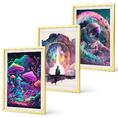 Set di 3 quadri Illustrazioni fantasy colorate
