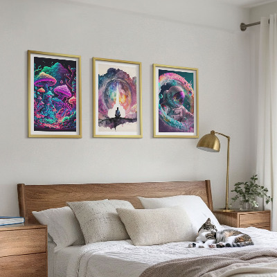 Set di 3 quadri Illustrazioni fantasy colorate