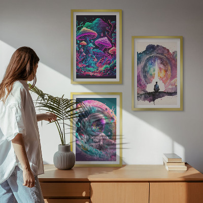 Set di 3 quadri Illustrazioni fantasy colorate