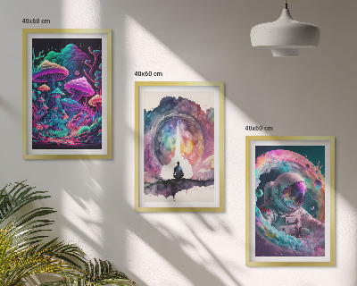 Set di 3 quadri Illustrazioni fantasy colorate