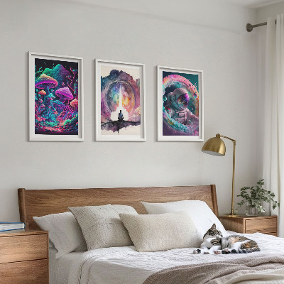Set di 3 quadri Illustrazioni fantasy colorate
