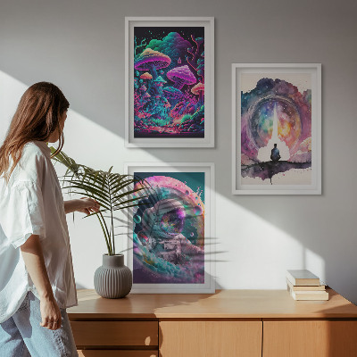 Set di 3 quadri Illustrazioni fantasy colorate