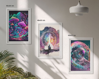 Set di 3 quadri Illustrazioni fantasy colorate