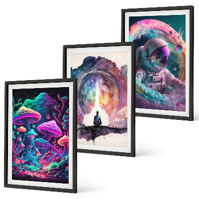 Set di 3 quadri Illustrazioni fantasy colorate