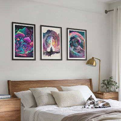 Set di 3 quadri Illustrazioni fantasy colorate