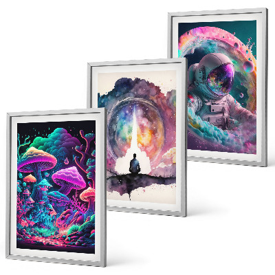 Set di 3 quadri Illustrazioni fantasy colorate