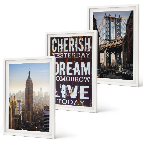 Set di 3 quadri citazione sui paesaggi di New York