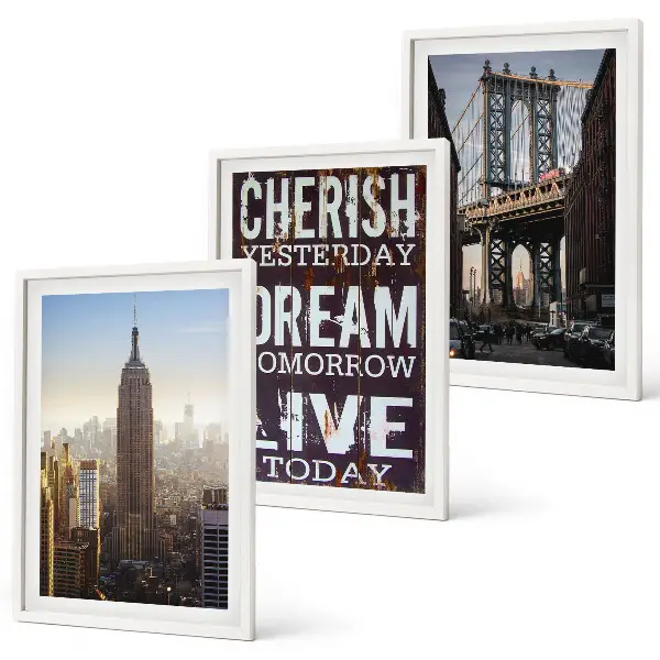 Set di 3 quadri con citazione sui paesaggi di New York