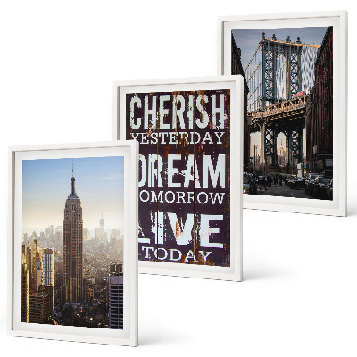 Set di 3 quadri citazione sui paesaggi di New York