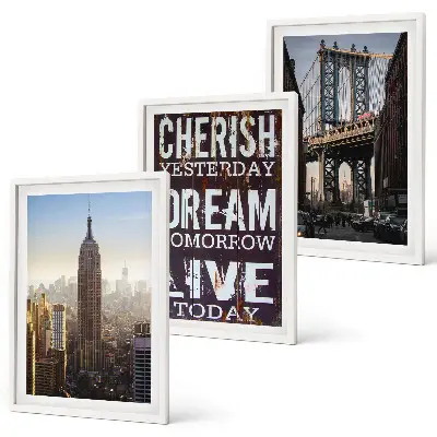 Set di 3 quadri con citazione sui paesaggi di New York