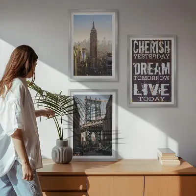 Set di 3 quadri con citazione sui paesaggi di New York