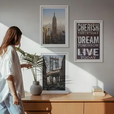 Set di 3 quadri con citazione sui paesaggi di New York