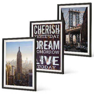 Set di 3 quadri citazione sui paesaggi di New York