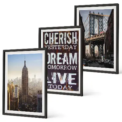 Set di 3 quadri con citazione sui paesaggi di New York