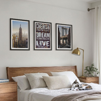 Set di 3 quadri citazione sui paesaggi di New York