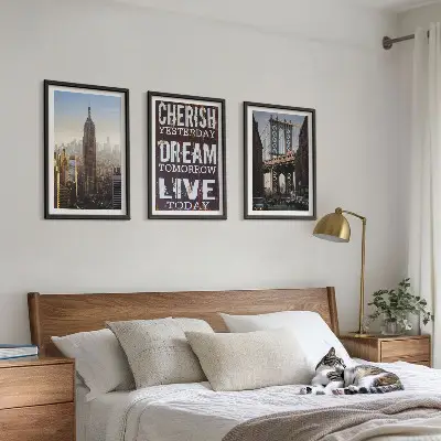 Set di 3 quadri con citazione sui paesaggi di New York