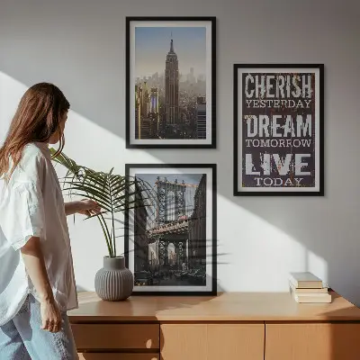 Set di 3 quadri con citazione sui paesaggi di New York