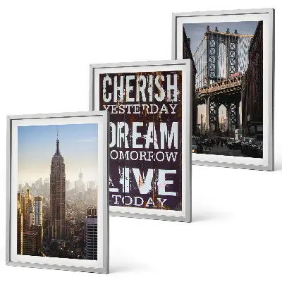 Set di 3 quadri con citazione sui paesaggi di New York