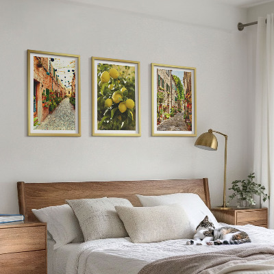 Composizione di quadri Strade con fiori di limone sullo sfondo