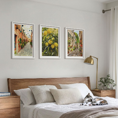 Composizione di quadri Strade con fiori di limone sullo sfondo