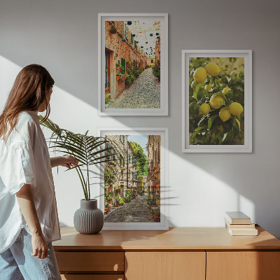 Composizione di quadri Strade con fiori di limone sullo sfondo