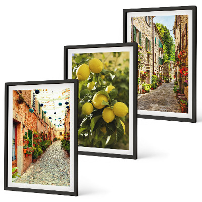 Composizione di quadri Strade con fiori di limone sullo sfondo