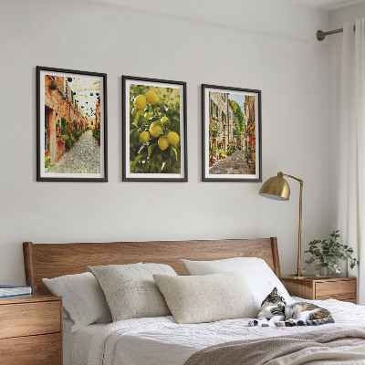 Composizione di quadri Strade con fiori di limone sullo sfondo