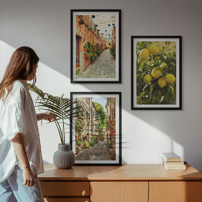 Composizione di quadri Strade con fiori di limone sullo sfondo