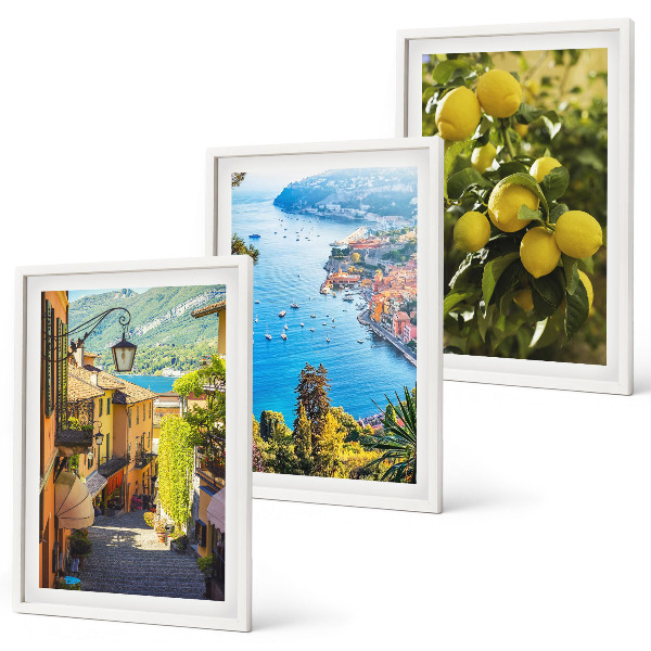 Set di quadri incorniciati Strade sul lungomare, mare di limoni