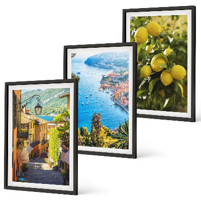 Set di quadri incorniciati Strade sul lungomare, mare di limoni