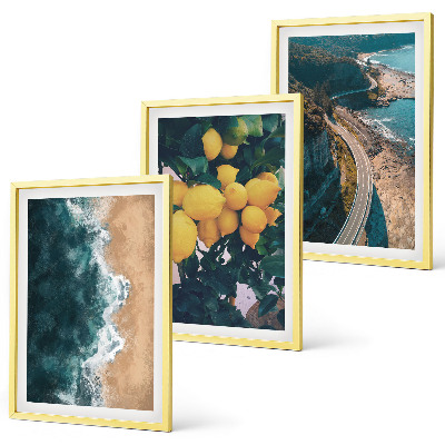 Set di 3 quadri spiaggia sul mare limoni montagne