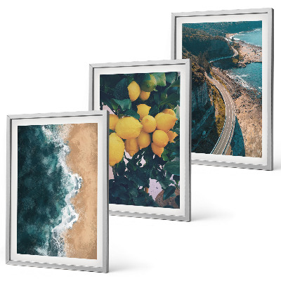 Set di 3 quadri spiaggia sul mare limoni montagne