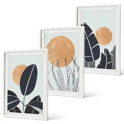 Composizione di quadri con piante grandi in stile minimalista