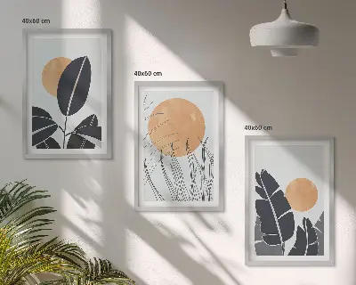 Composizione di quadri con piante grandi in stile minimalista