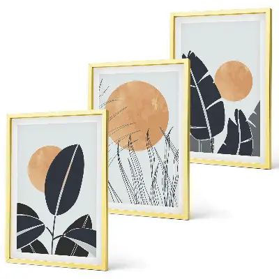 Composizione di quadri con piante grandi in stile minimalista