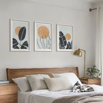 Composizione di quadri con piante grandi in stile minimalista