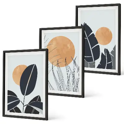 Composizione di quadri con piante grandi in stile minimalista