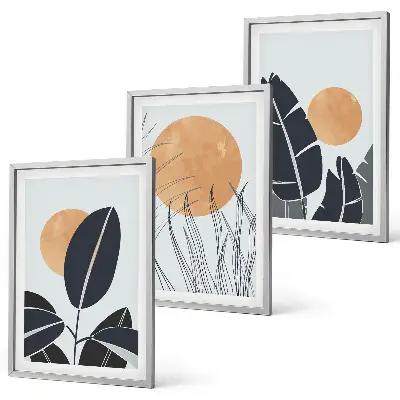 Composizione di quadri con piante grandi in stile minimalista