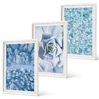 Set di quadri incorniciati Acqua di fiori blu della foresta invernale