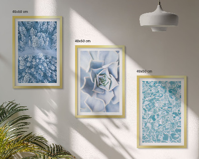Set di quadri incorniciati Acqua di fiori blu della foresta invernale