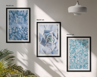Set di quadri incorniciati Acqua di fiori blu della foresta invernale