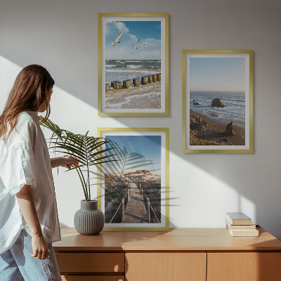 Composizione di quadri onde della spiaggia molo panoramico passeggiata