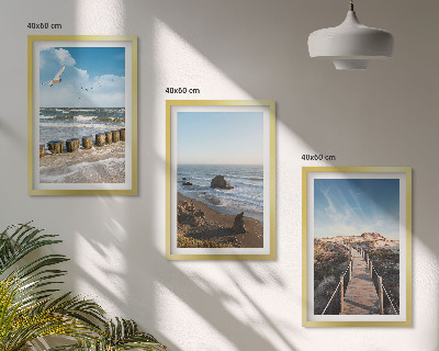 Composizione di quadri onde della spiaggia molo panoramico passeggiata