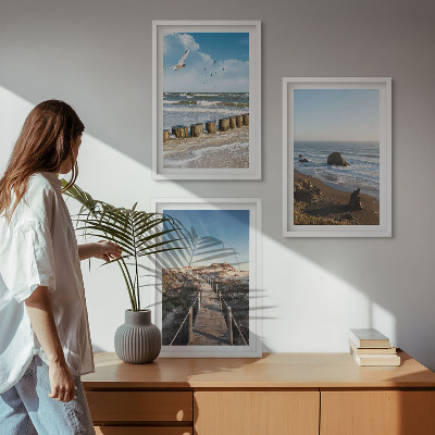 Composizione di quadri onde della spiaggia molo panoramico passeggiata