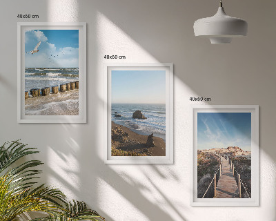 Composizione di quadri onde della spiaggia molo panoramico passeggiata