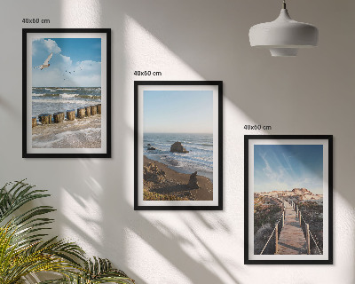 Composizione di quadri onde della spiaggia molo panoramico passeggiata