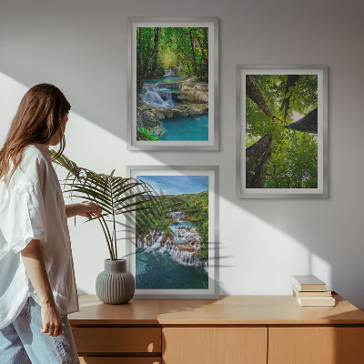 Set di quadri incorniciati Cascate foresta verde acqua