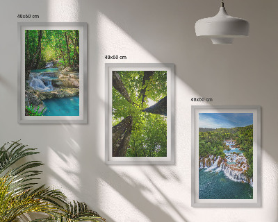 Set di quadri incorniciati Cascate foresta verde acqua