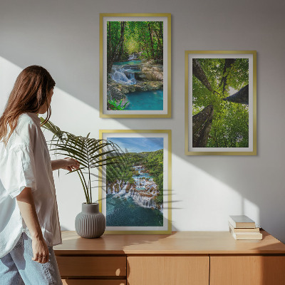 Set di quadri incorniciati Cascate foresta verde acqua